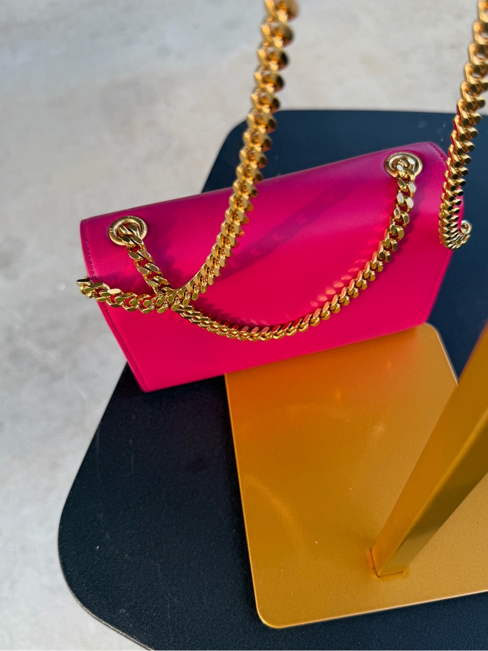 Saint Laurent Hot Pink Leather Tassel Chain Wallet with Gold Hardware - Picture 7 of 16